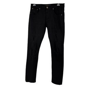 Copper Rivet Jeans Black Distressed Skinny Mens 36 x 34 Denim Casual Punk Rock